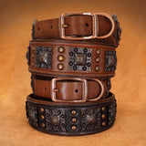 Luxury Genuine Leather Dog Collar for Large  Dogs