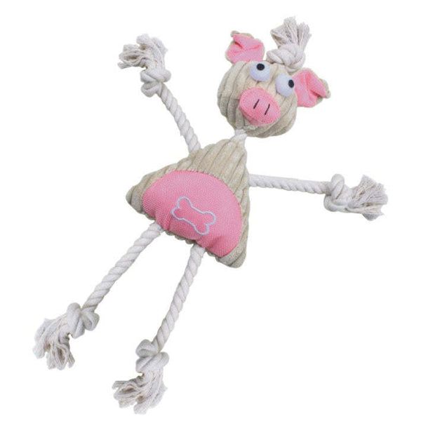 Jute and Rope Plush Pig Mannequin Dog Toy