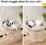 Cat Hammock Cat Swing for Indoor Cats, Boho Cat Swing Bed for Sleeping, Playing, Climbing, and Lounging