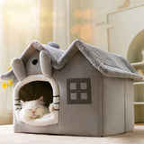 Plush Pet House Bed Removable Roof