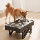 Double Bowls with Adjustable Heights as Pet Grows, Pet Feeding Dish Bowl