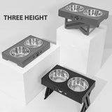 Double Bowls with Adjustable Heights as Pet Grows, Pet Feeding Dish Bowl