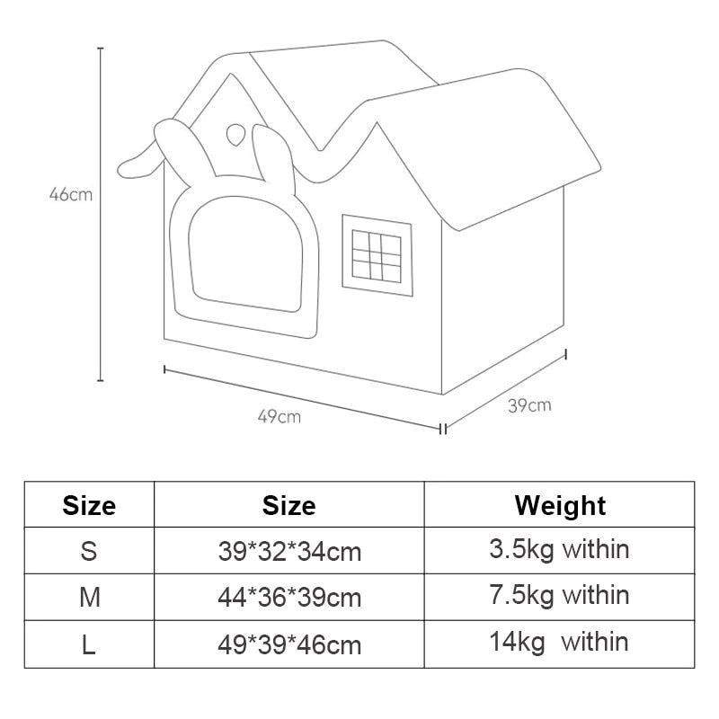 Plush Pet House Bed Removable Roof