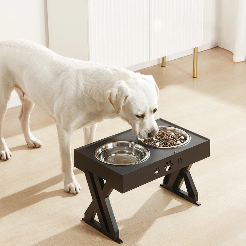 Double Bowls with Adjustable Heights as Pet Grows, Pet Feeding Dish Bowl