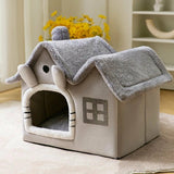 Plush Pet House Bed Removable Roof