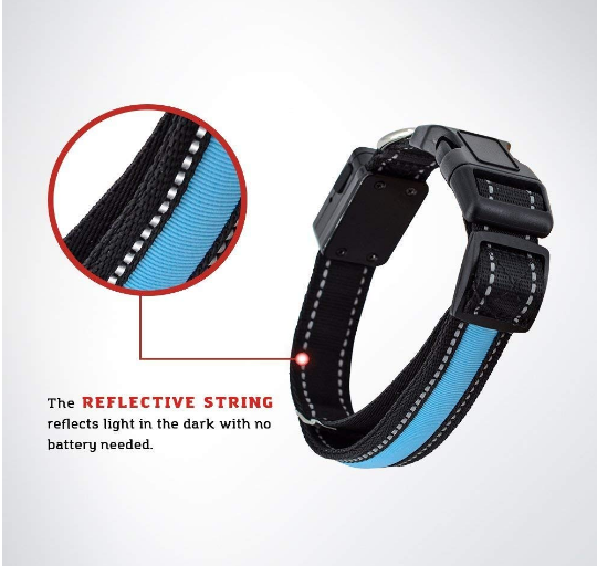 Reflective Dog Collar - USB and Solar Charge Collar