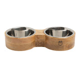 Mango Wood & Metal Bowel, Figure 8 Cat & Dog Feeder