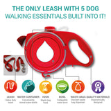 Multifunctional Pet Leash With Built-in Water Bottle Bowl and Bag Dispenser